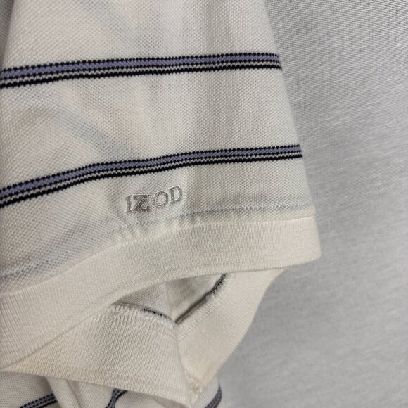 MEN'S IZOD VINTAGE SHORT SLEEVE STRIPED POLO SHIRT, WHITE, XXXL/XXXG - Picture 5 of 8